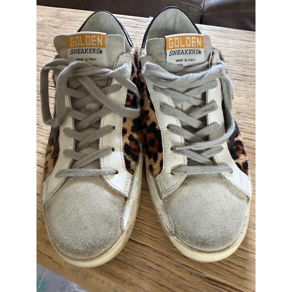 Golden Goose CURRENT ONLINE Superstar Leopard Print Calf Hair Black Star Size 39 - Picture 2 of 9